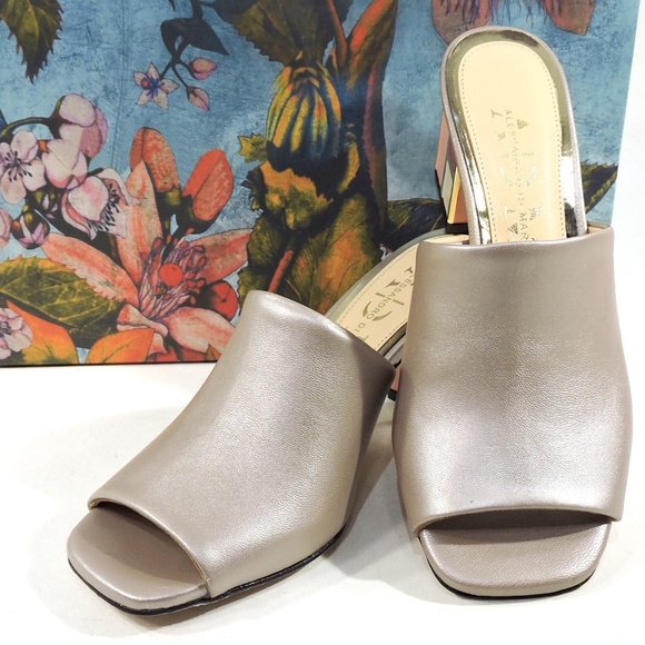 ALESSANDRO DI MARIA 🇮🇹 WOMEN'S BEIGE SOFT LEATHER SUMMER MULES - Picture 8 of 8